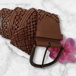 🍂Holt Renfrew Lether Brown Woven Belt